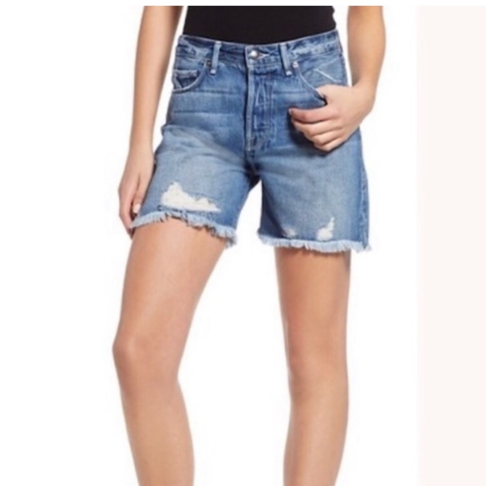 Good American high waist cut off denim shorts button fly